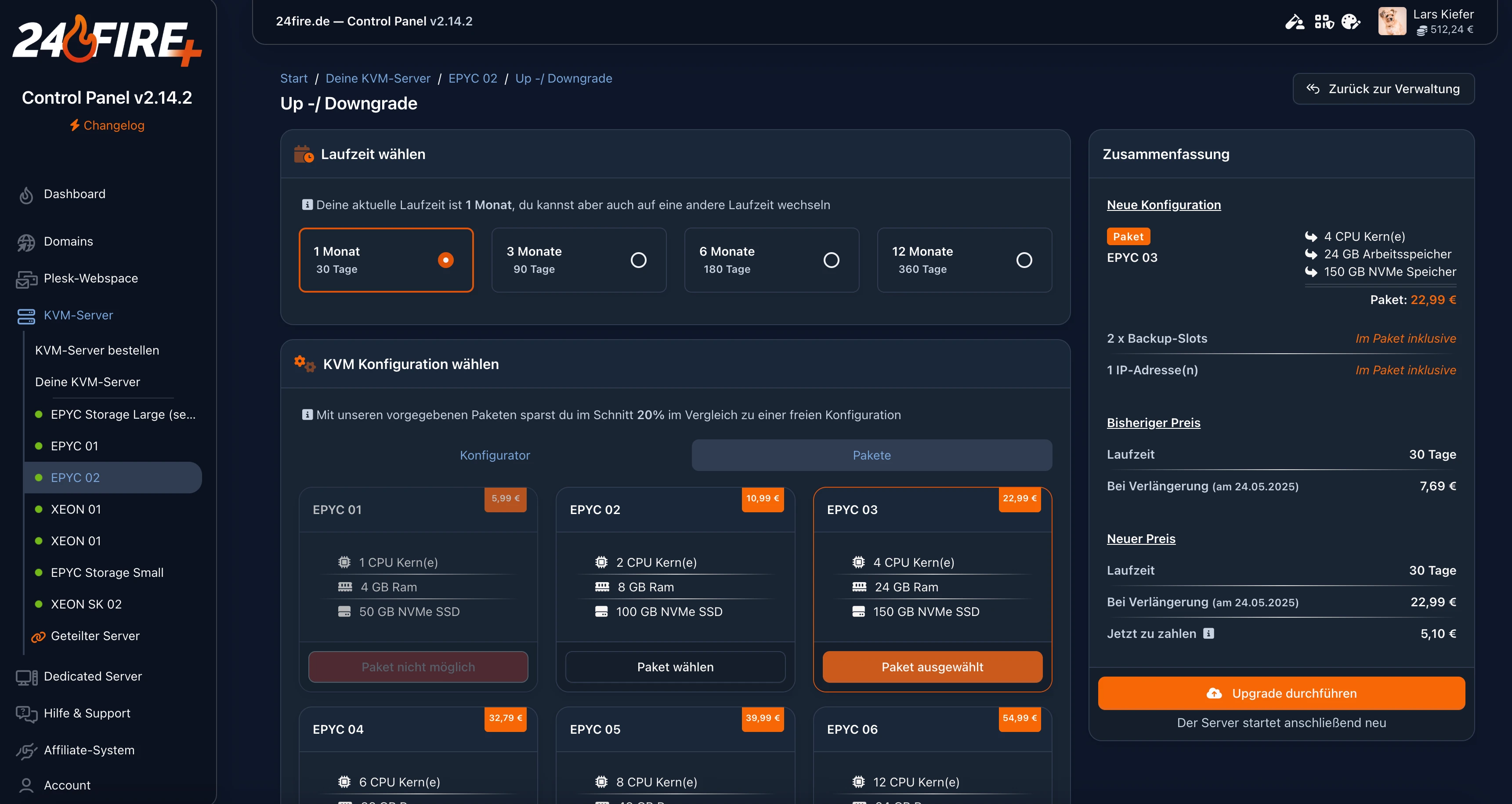 24fire Control Panel Screenshot v1.14.4
