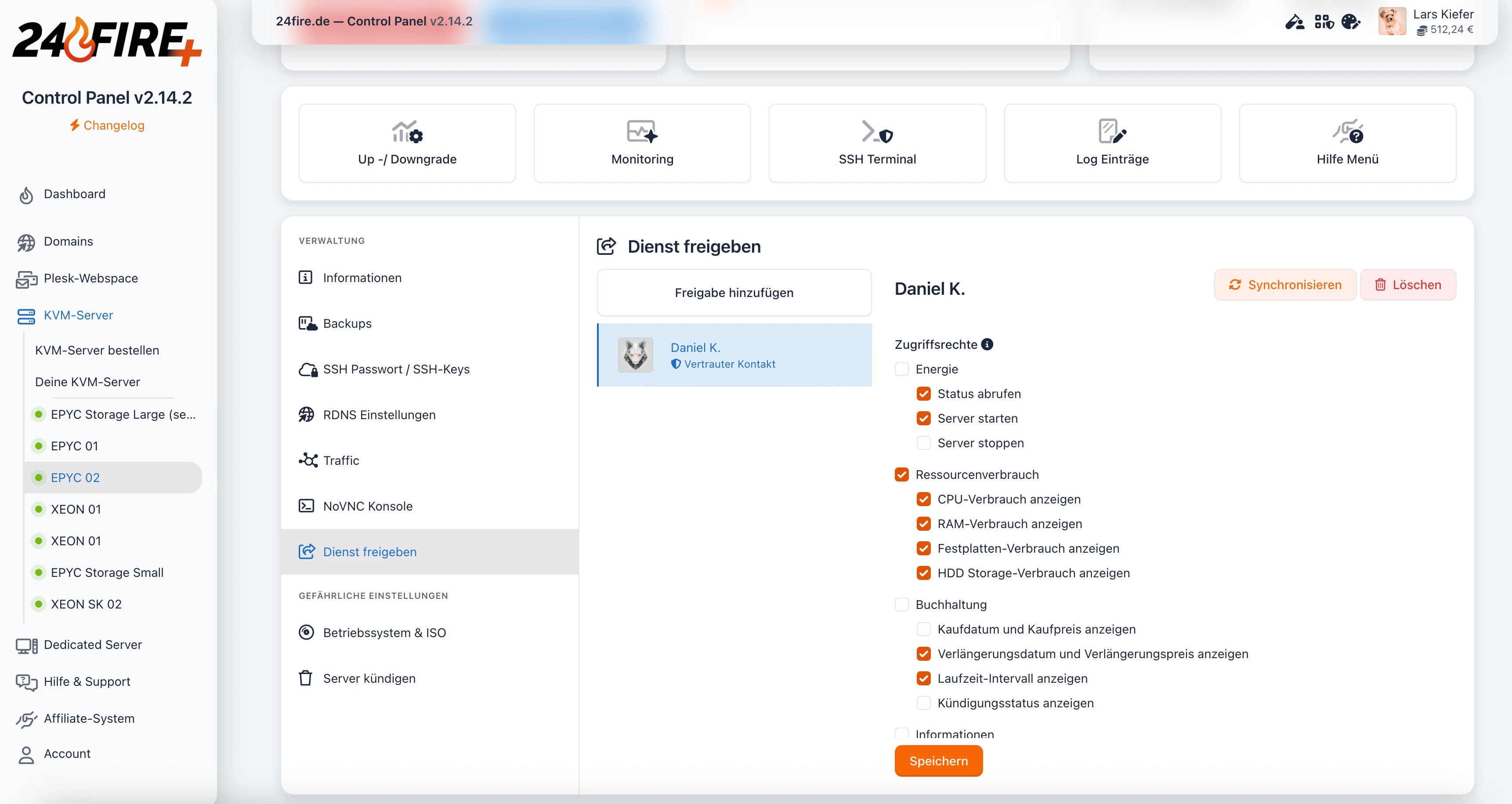 24fire Control Panel Screenshot v1.14.4