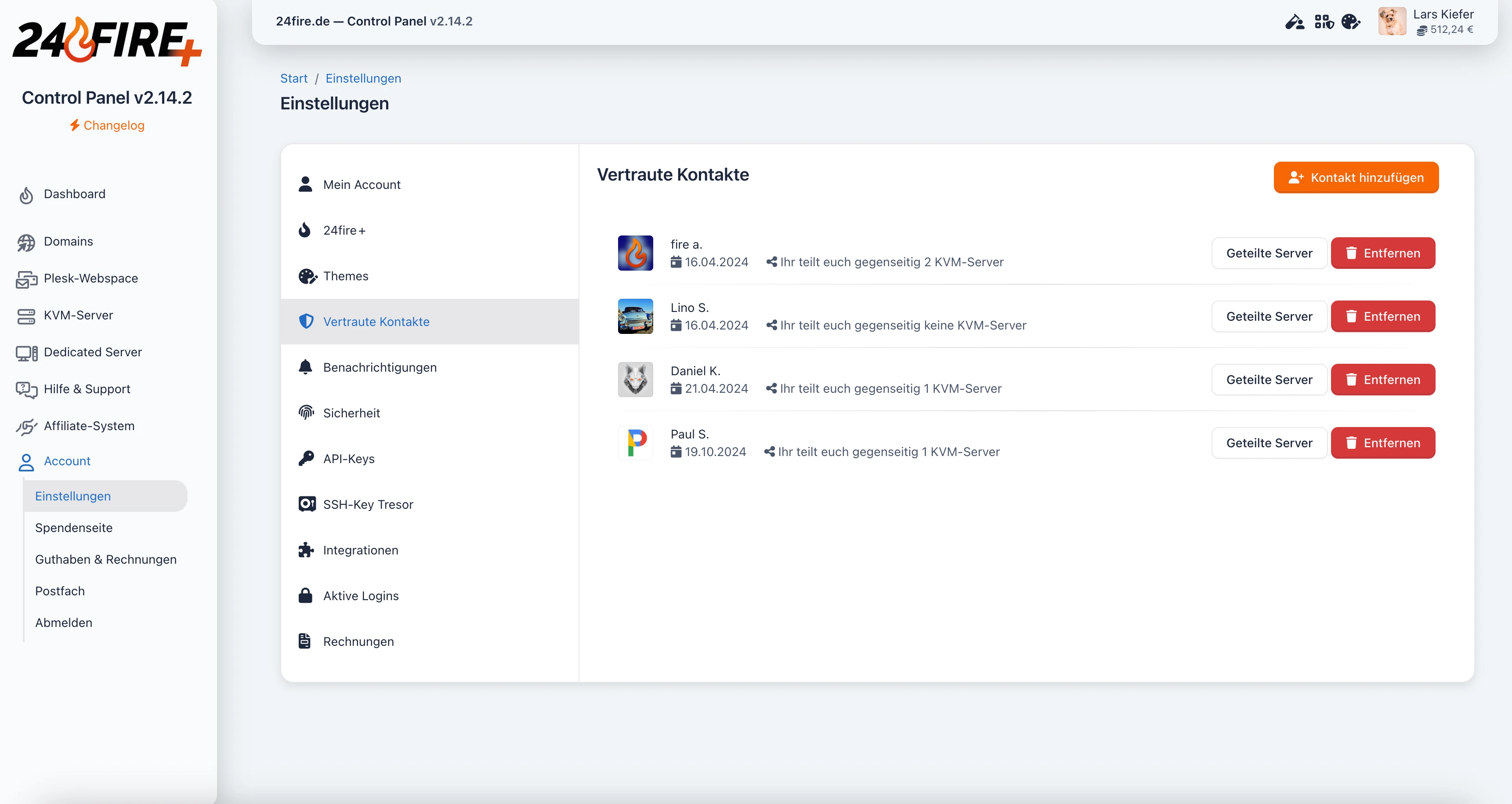 24fire Control Panel Screenshot v1.14.4