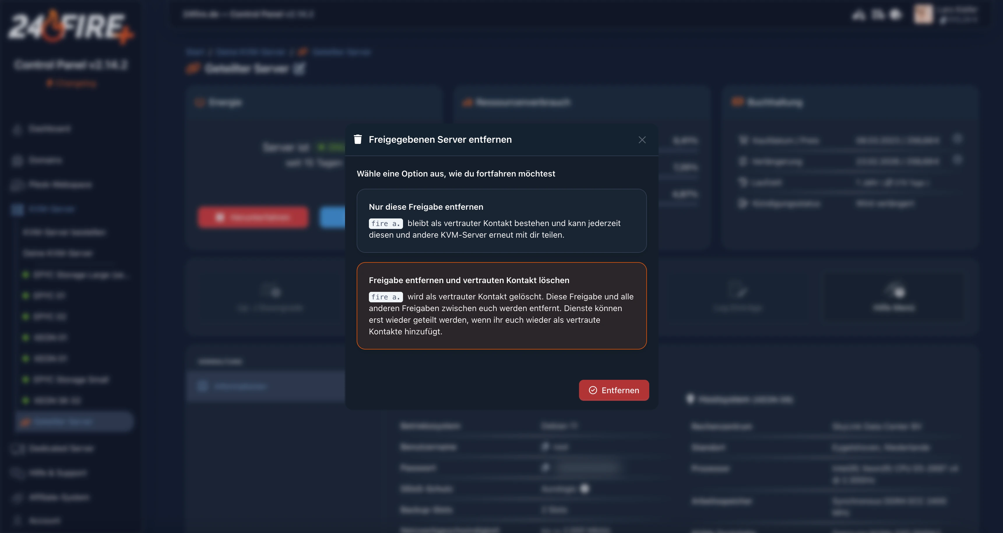 24fire Control Panel Screenshot v1.14.4