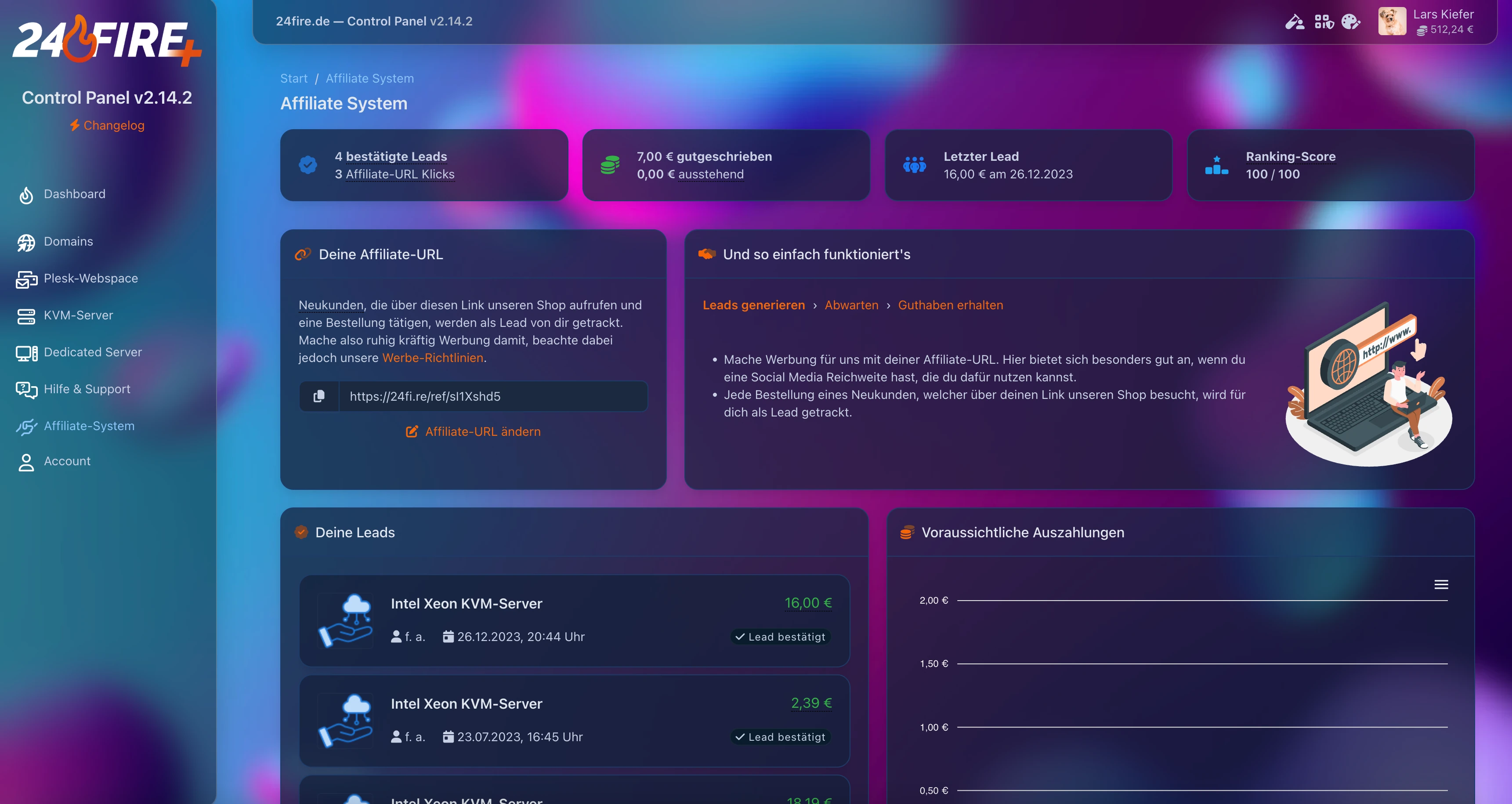 24fire Control Panel Screenshot v1.14.4